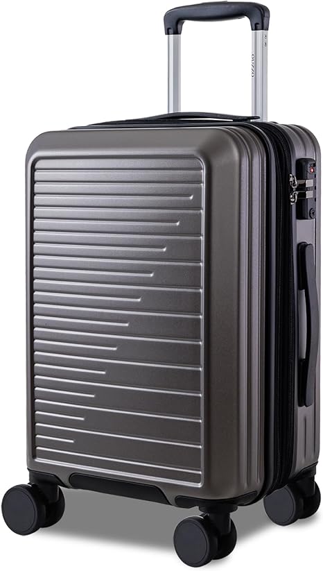 Handbagage Koffer 22x14x9 – Uitbreidbare Harde Reiskoffer met Spinner Wielen & TSA-slot, Geschikt voor Vliegtuig en Zakenreizen – Grijs